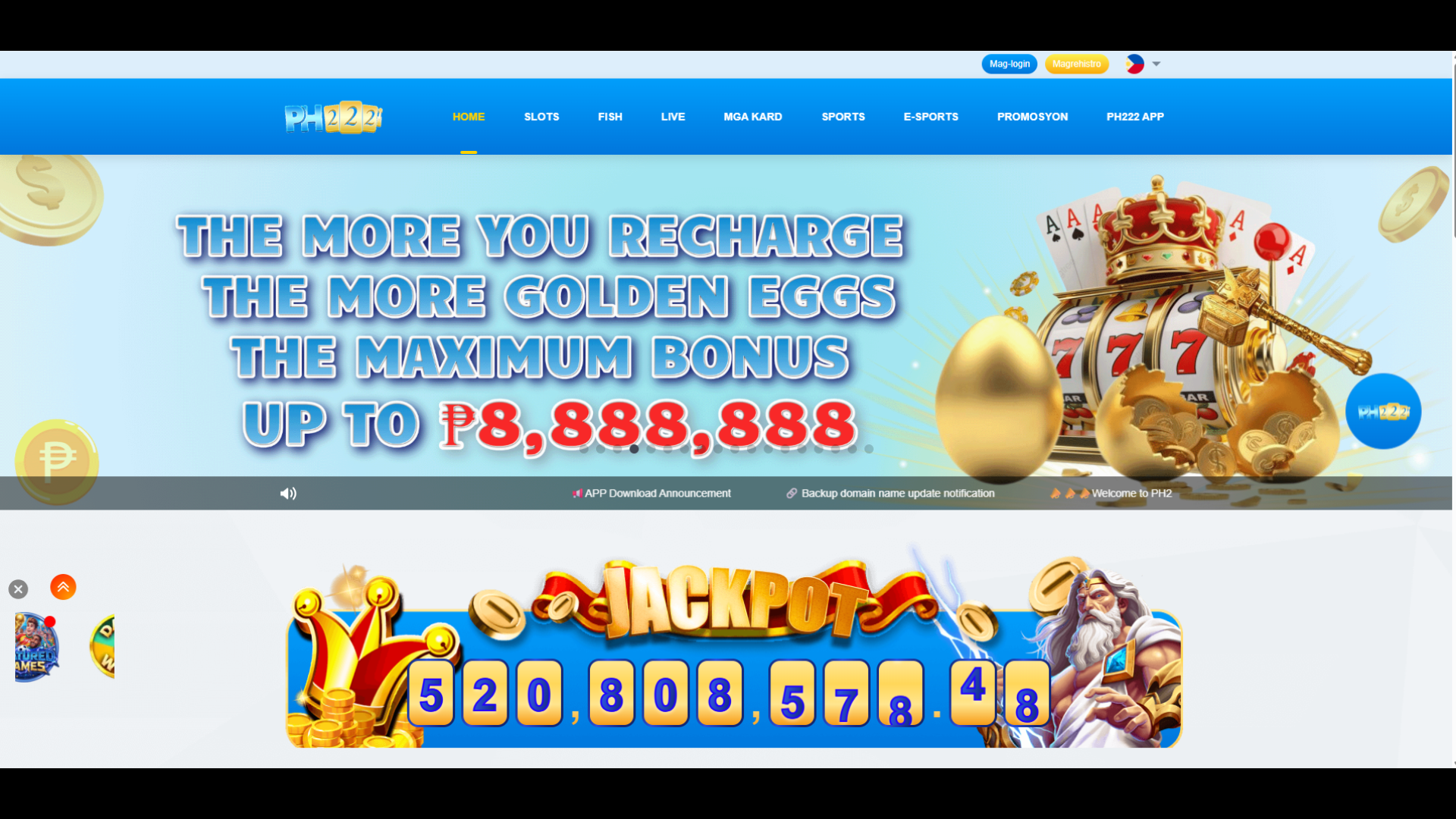 ph222 org | online casino entertainment with exciting slots, card games, poker, bingo, live dealers screenshot 1