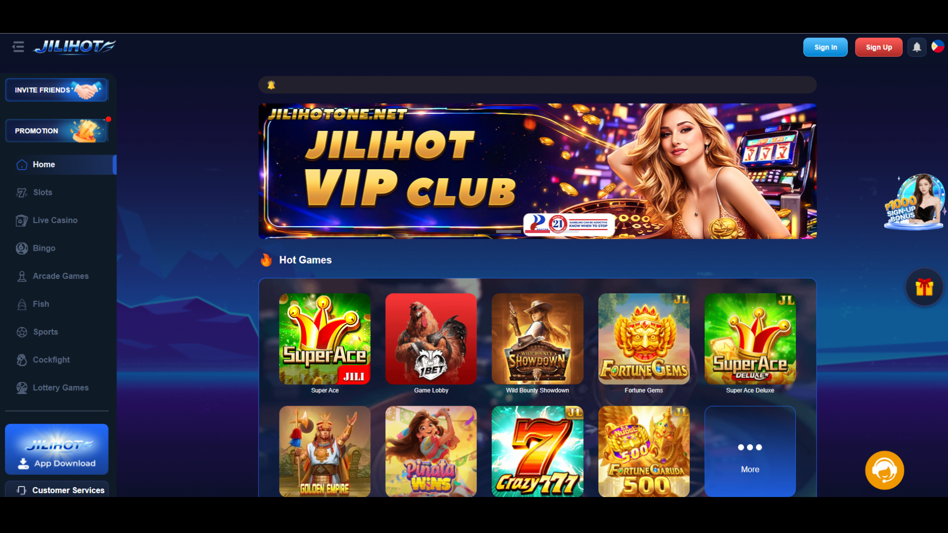 JILIHOT Casino | Super Ace - Tongits Go - Live Casino & Slots screenshot 1