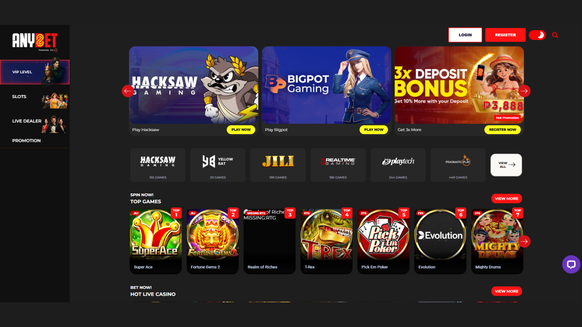 AnyBet SG8 Casino screenshot 1