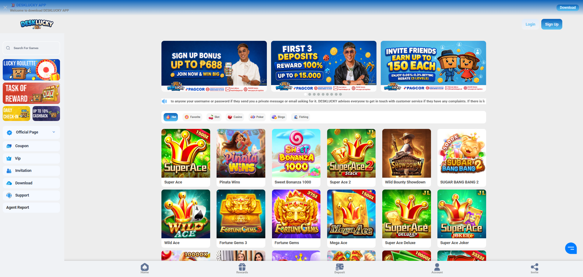 DeskLucky.app Review: Jackpot Fishing Games & PAGCOR Status screenshot 1