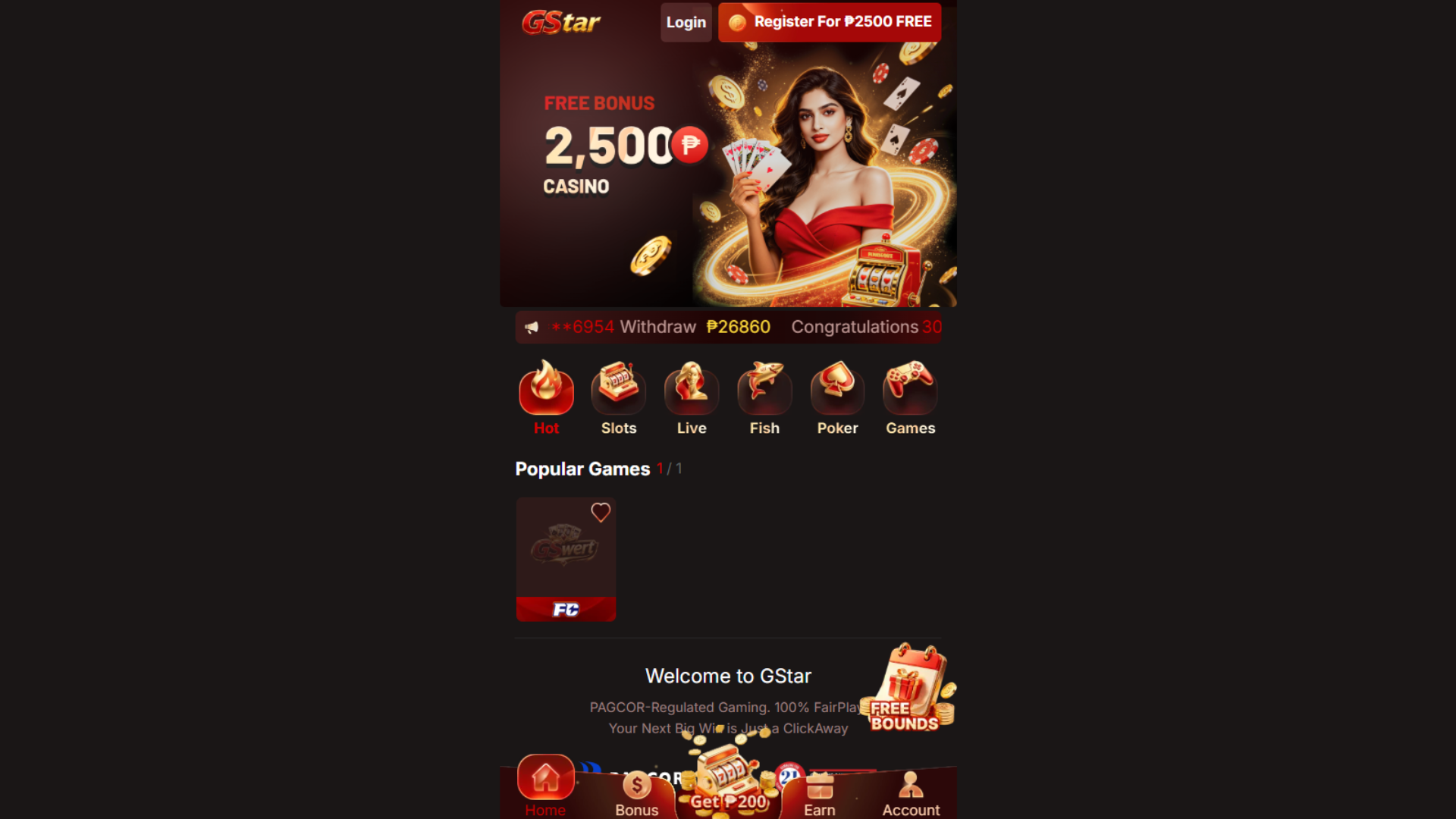 GStar PH | PAGCOR-Licensed Online Casino & Games screenshot 1