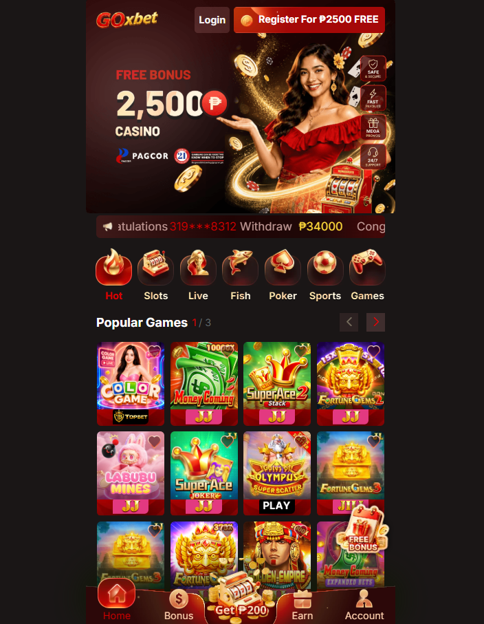 GoXBet.ph Online Casino Free Bonus Guide & PAGCOR Review screenshot 1